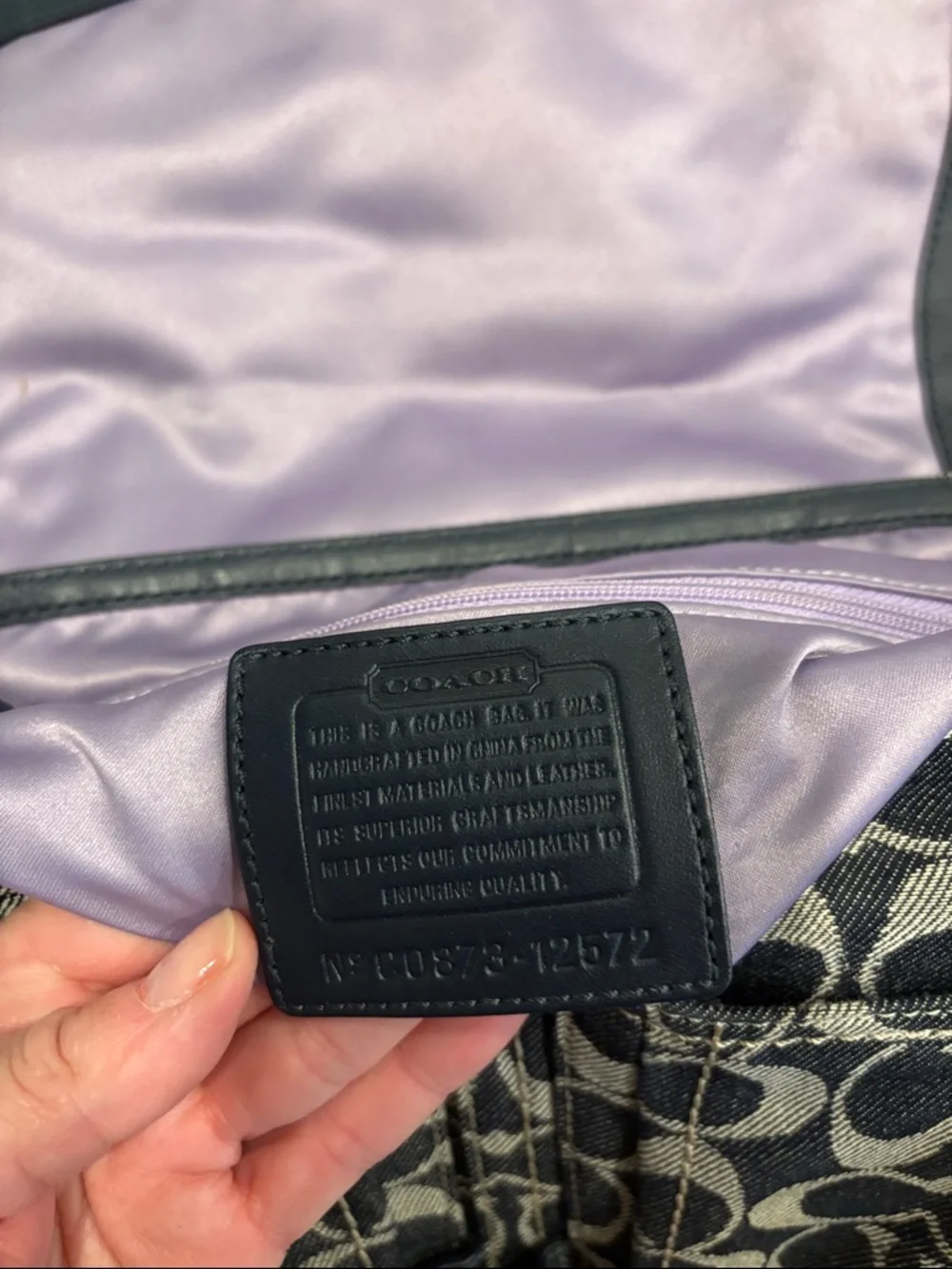 Coach Signature Blue Denim Canvas & Leather Shoulder Bag and Wristlet Wallet Y2K - Picture 9 of 11